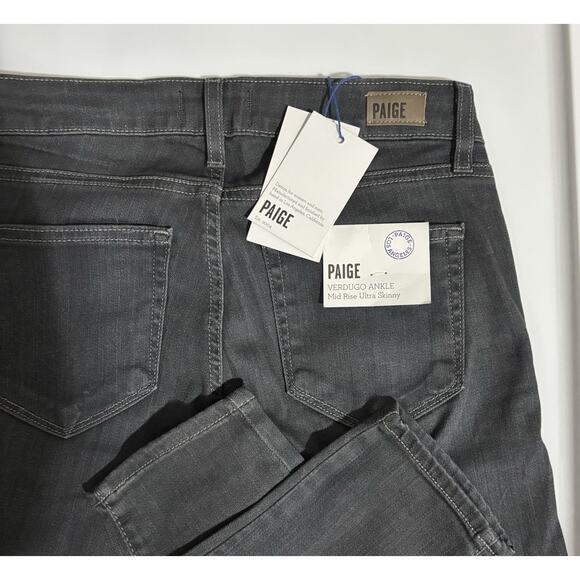 NWT PAIGE Verdugo Women's Size 25 Ankle Mid Rise Ultra Skinny Jean Dark Gray - Picture 7 of 7
